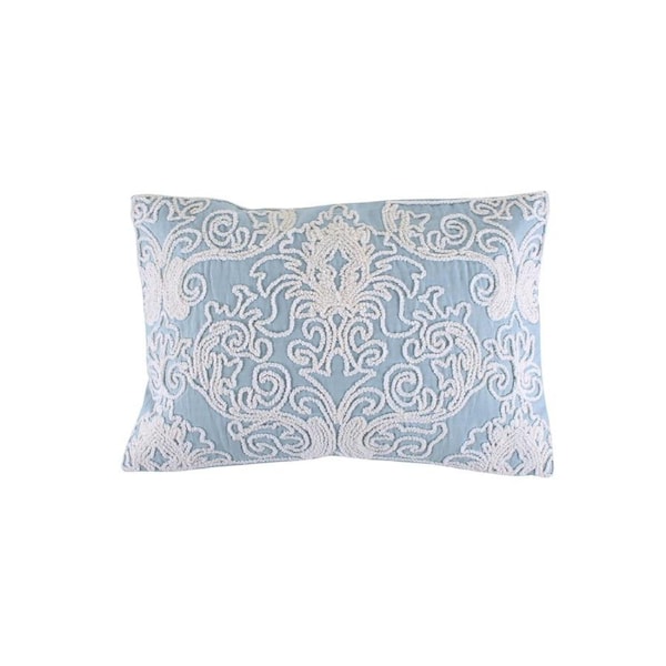 Maine & Crawford Haimi 50x35cm Embroidered Cotton Cushion Sofa Pillow Blue/White