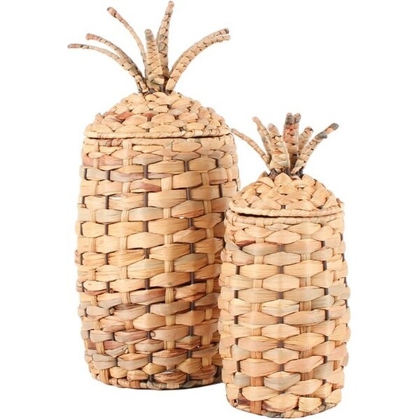 2pc Maine & Crawford Pippi 28/40cm Pineapple Basket Storage Set w/ Lid Natural