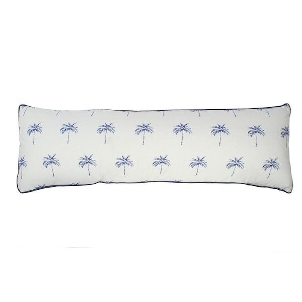 Maine & Crawford Belize 90x30cm Palm Print Cotton Cushion Pillow White/Blue