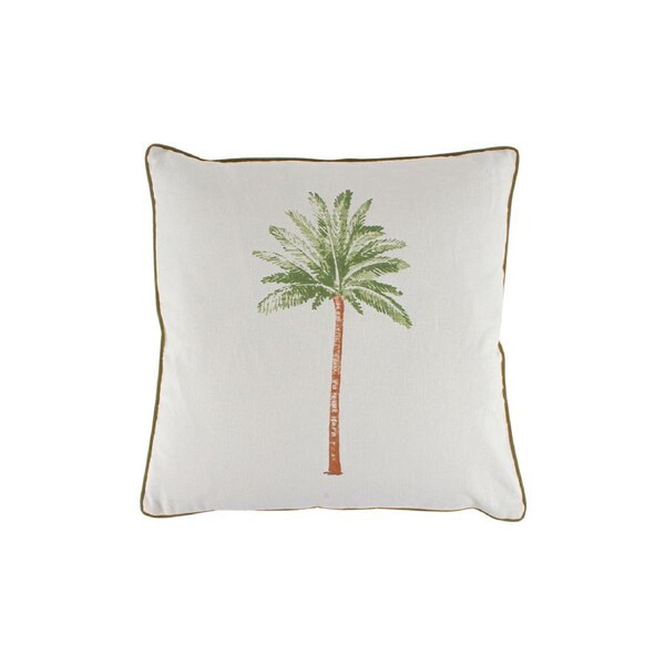 Maine & Crawford St Barts 50x50cm Palm Print Cotton Cushion Pillow White/Green