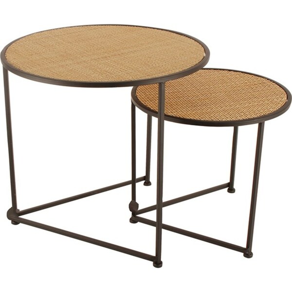 2pc Maine & Crawford Lieo 36/46cm Round Nesting Side Table Furniture Matte Black