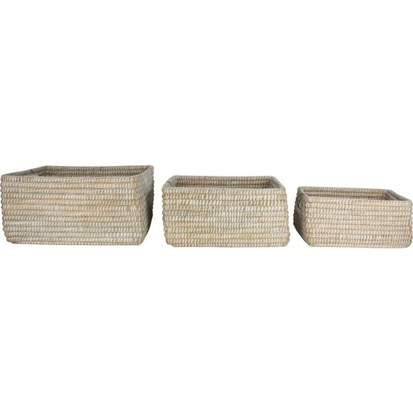 3pc Maine & Crawford Elliot Kans Rectangle 35/40/45cm Grass Basket Set Natural