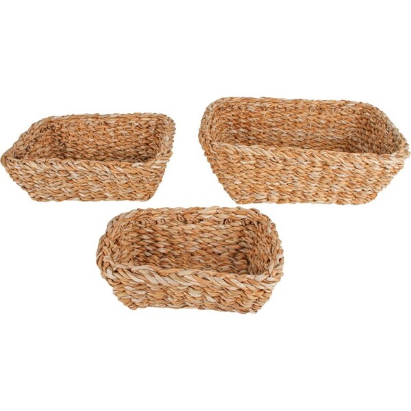 3pc Maine & Crawford Coolangatta 28cm Seagrass Rectangle Basket Storage Natural