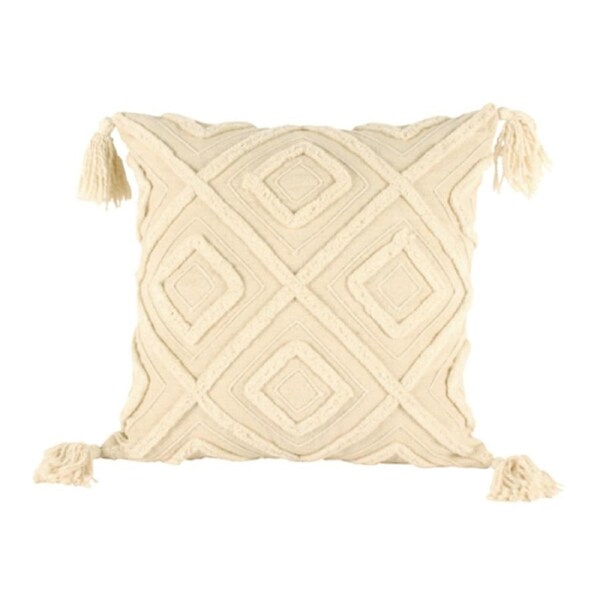 Maine & Crawford Harriett 46x46cm Cotton Cushion w/ Tassel Pillow Decor Cream
