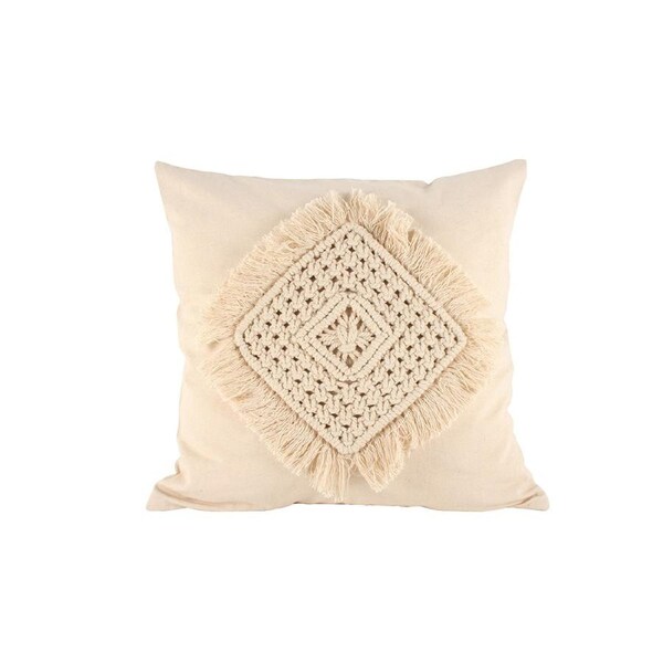 Maine & Crawford Bryson 50x50cm Cotton Macrame Cushion Pillow Sofa Decor Cream