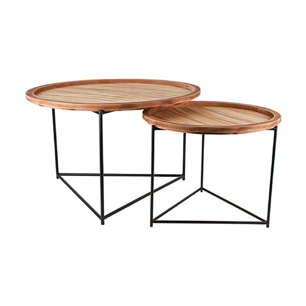 2pc Maine & Crawford Ardano 50/70cm Wood Side Table w/Metal Base Furniture Black