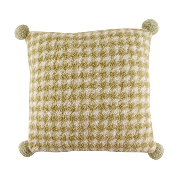 Maine & Crawford Calliope 50x50cm Fluffy Houndstooth Cushion Pillow Sage Green