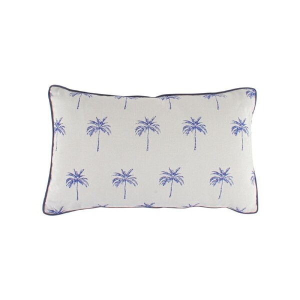 Maine & Crawford Belize 50x30cm Palm Print Cotton Cushion Pillow White/Blue