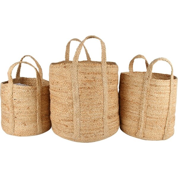 3pc Maine & Crawford Henna Jute 25/30/35cm Basket Storage/Shopping Bag Natural
