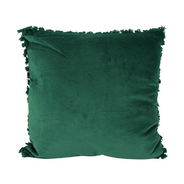 Maine & Crawford Scarlette 50x50cm Velvet Cushion Pillow w/ Tassels Forest Green