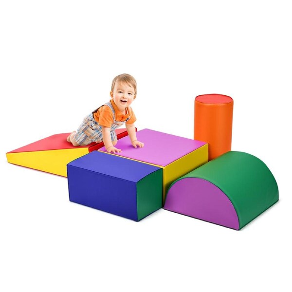 Costway 5pcs Soft Foam Blocks Crawl Climb Playset Building Block Indoor Activity Toys Safe Gift