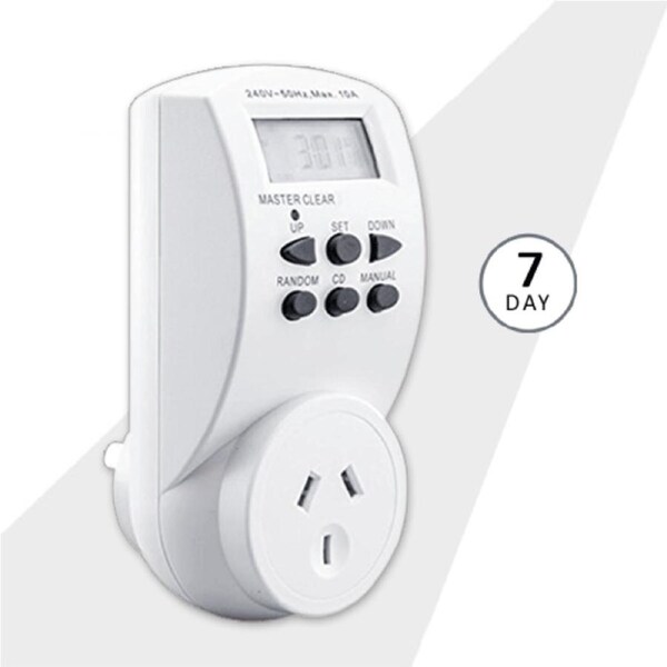 Sansai Rechargeable 7 Days Digital Timer Big LCD Display Switch Random Countdown