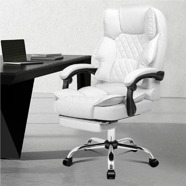 ALFORDSON Office Chair Footrest PU Leather Executive White