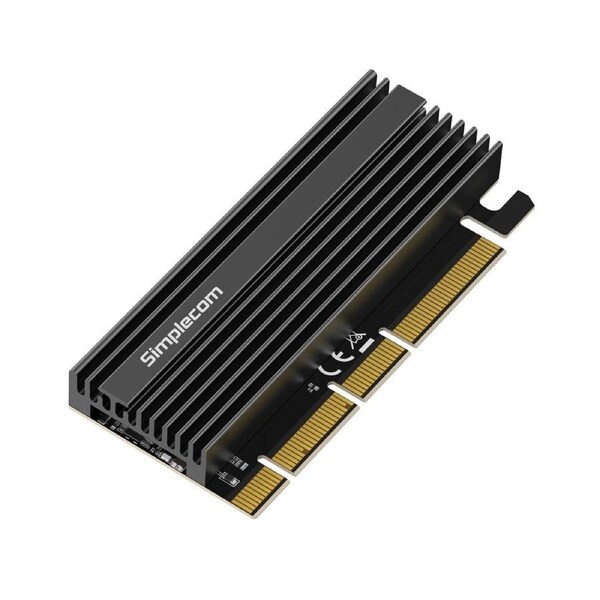 SIMPLECOM EC415B NVMe M.2 SSD to PCIe x4 x8 x16 Expansion Card with Aluminium Heat Sink Black