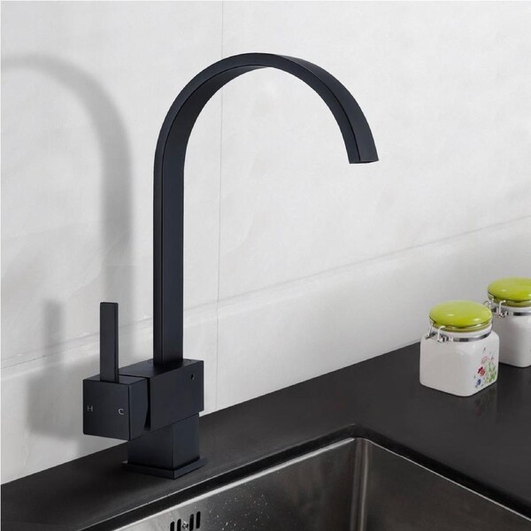 Black Swivel Spout Kitchen Mixer Tap Laundry Sink Brass Basin Faucet WELS