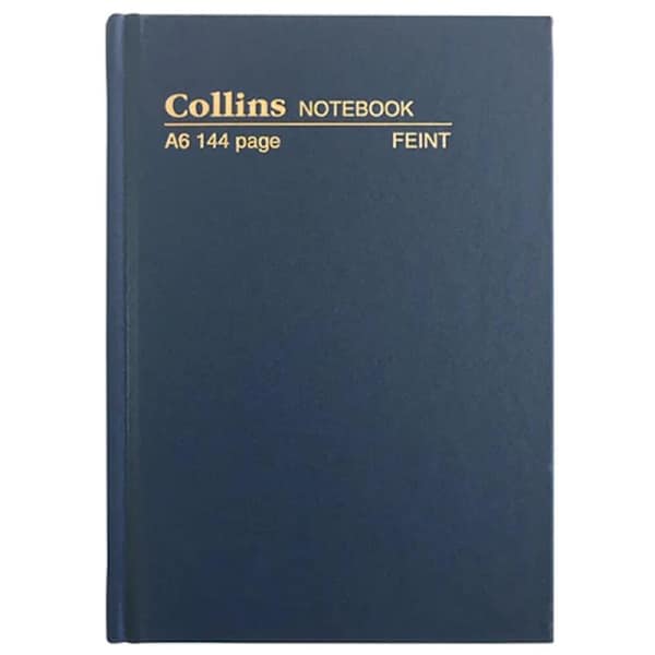 Collins Hard Cover Feint Ruled Notebook 144 Pages A6 (Blue)