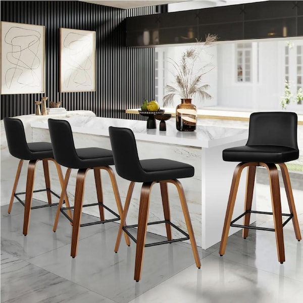 4x ALFORDSON Bar Stools Bailey Mid-back Walnut