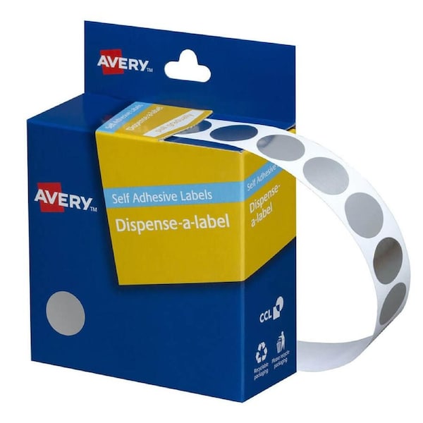 Avery Self-Adhesive Dot Labels 500pcs 14mm (Silver)