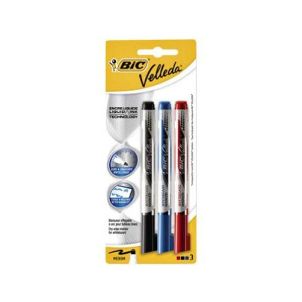 BiC Velleda Liquid Ink Whiteboard Marker 3pk (Assorted)