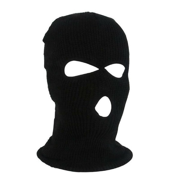 3 Holes Black Balaclava Windproof Mask SAS Style Neck Warmer Ski Hat Fishing