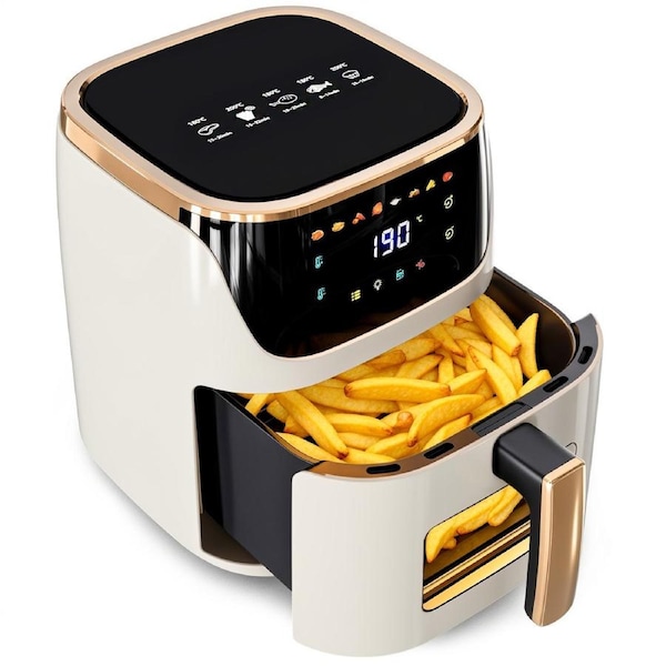 YOPOWER 8L Digital Air Fryer, 8 Presets Healthy Electric Cooker LED Touch Digita Screen Kitchen Oven Beige