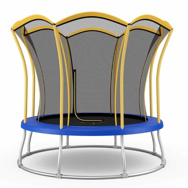 Costway Galvanized Steel Frame 193KG 8FT Round Trampoline Bouncer Jumping Rebounder Indoor Outdoor w/Enclosure Net security Pad Christmas