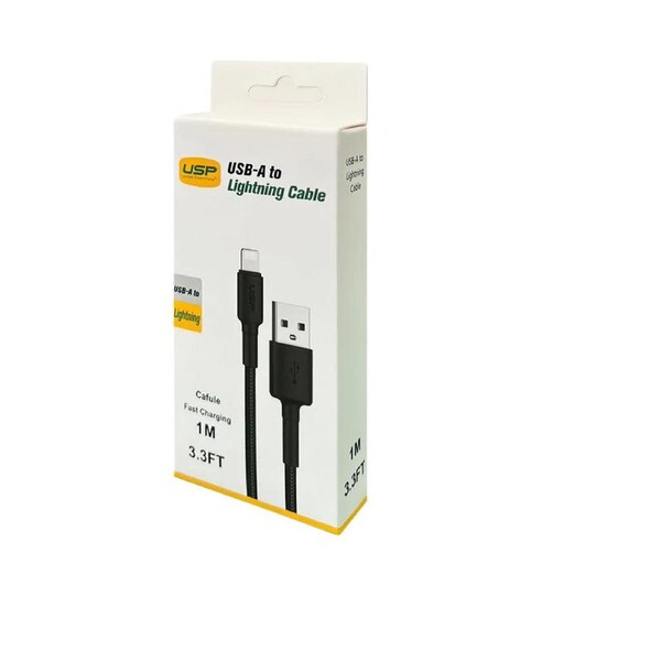 USP BoostUp Lightning to USB-A Cable (1M) - Black (6972890207026), Quick Cable Charge & Connect, 2.4A Rapid Charge, Durability & Reliability