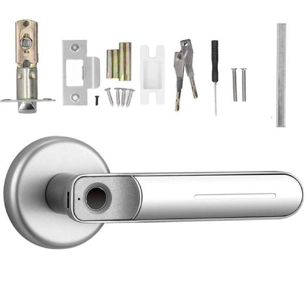 OZNALA Fingerprint Smart Door Lock Electronic Digital Keyless Lock Home Security Door(Silver)