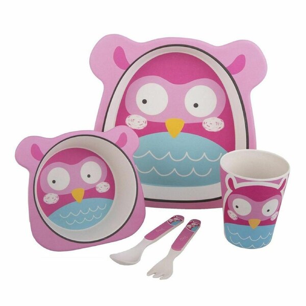 Bambeco 5-Piece Owl Kids' Meal Set - Pink