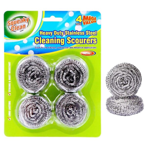 40x Stainless Steel Scourers Heavy Duty Cleaning Brush Sponge Scrubbing Scrubber