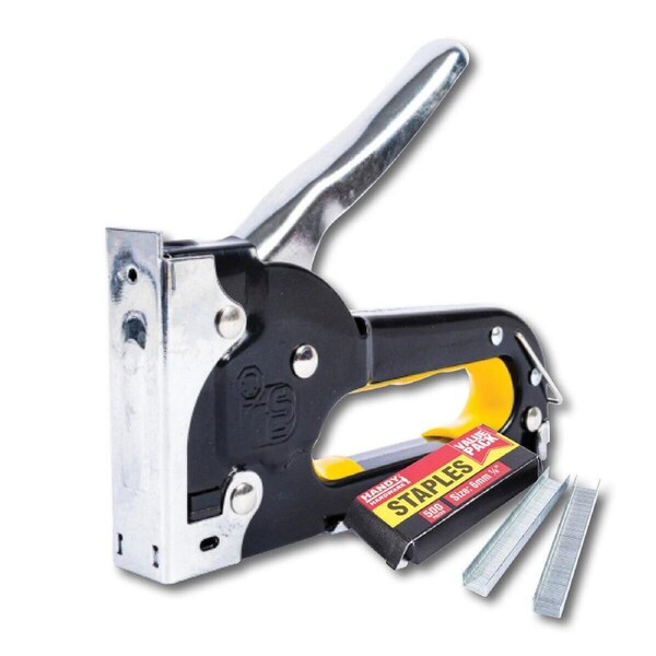 Handy Hardware Staple Gun Heavy Duty 500 Staples Easy Load Building Projects