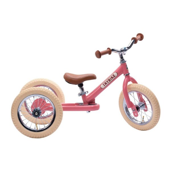 2-in-1 Vintage Balance Bike (Pink)