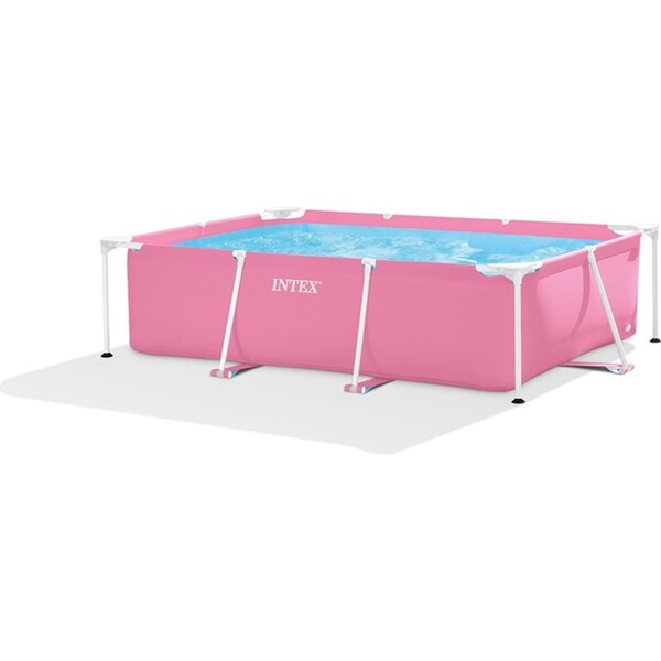 Intex 2.2x1.5m Rectangular Frame Above Ground Swimming Pool Outdoor/Garden Pink
