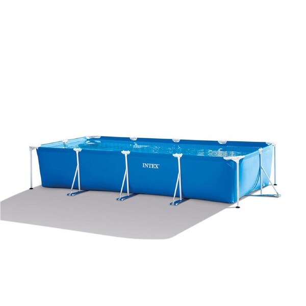 Intex 4.5x2.2m Rectangular Frame Above Ground Swimming Pool Outdoor/Garden Blue