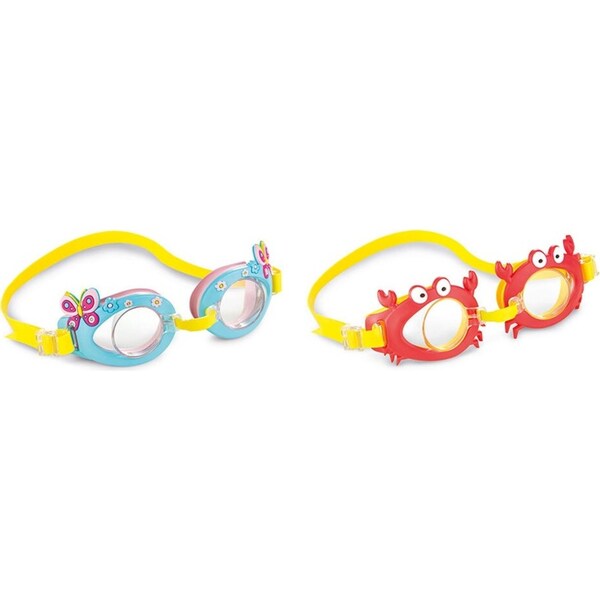 2x Intex Aquaflow Play Baby/Kids Fun Swimming Goggles Adjustable Silicone Asst