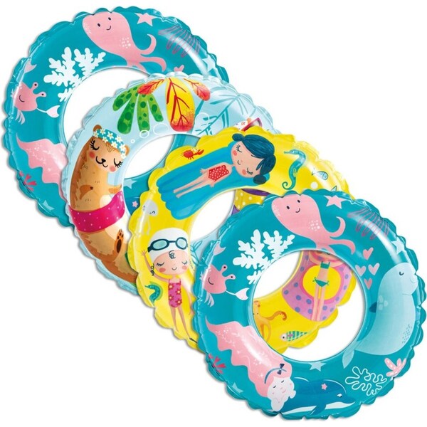 4x Intex 61cm Clear Round Rings Inflatable Vinyl Swimming Pool Tube Toy Asst