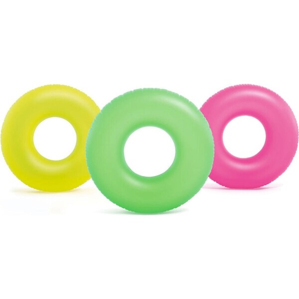 3x Intex 91cm Neon Frost Inflatable Tubes Swim Rings Pool/Beach Kids Float Asst