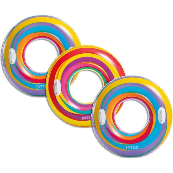 3x Intex 91cm Swirly Whirly Inflatable Tubes Swimming Pool Round Play Toy Asst