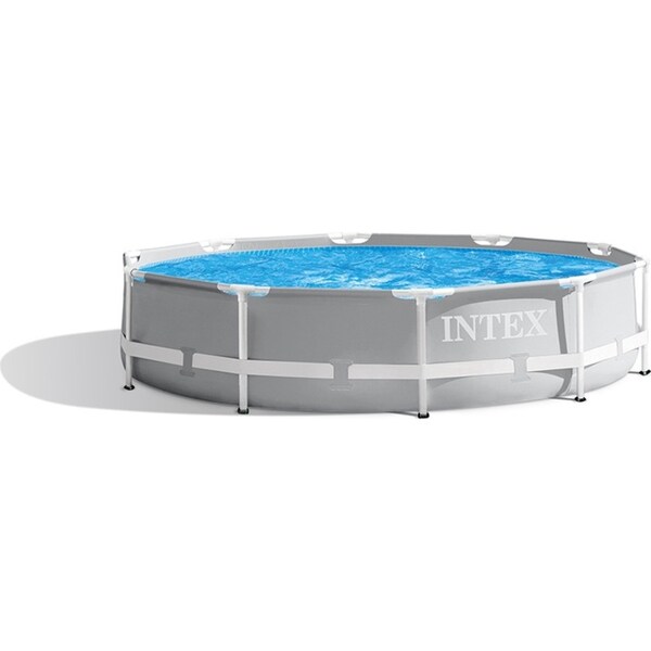 Intex 3.05mx76cm Prism Frame Premium Above Ground Swimming Pool Set Outdoor Grey