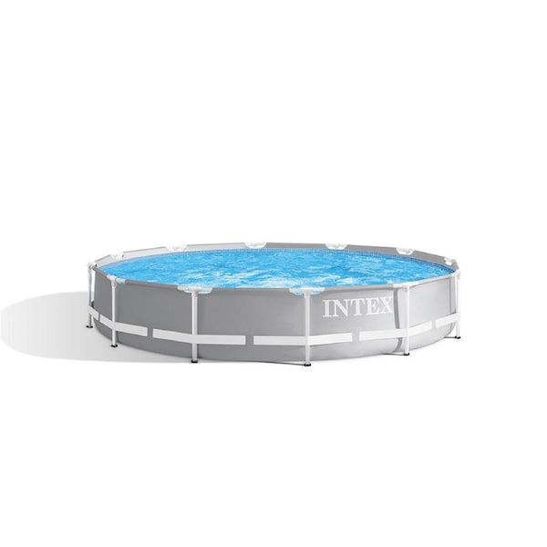 Intex 3.66mx76cm Prism Frame Premium Above Ground Swimming Pool Set Outdoor Grey
