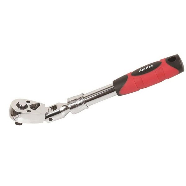 Ampro T29773 3/8" Drive Extendable Flex Head Ratchet/Socket Spanner Tool Chrome