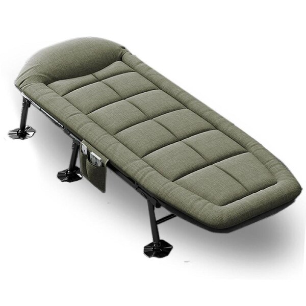 Folding Foldable Portable Camping Bed Cot Recliner Chair Beach Single Outdoor Stretcher - green