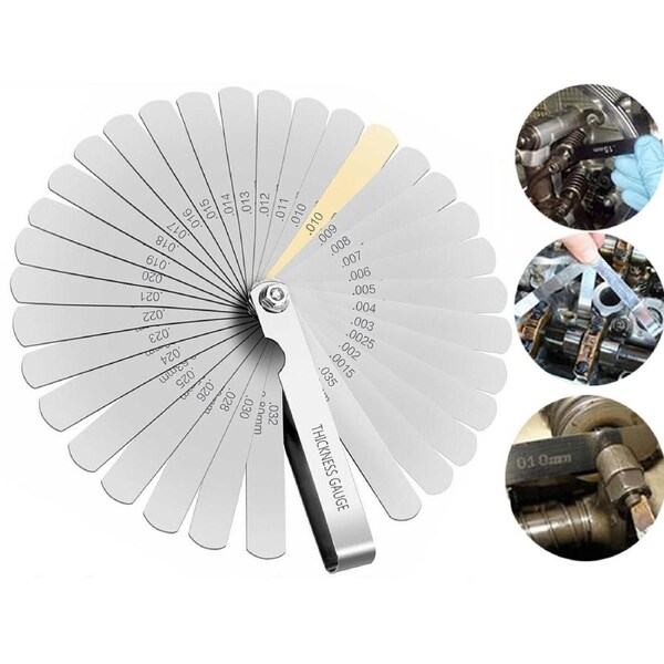 32 Blade Feeler Gauge Dual Marked MM/Inch Thickness Gap Metric Filler Tool Honda