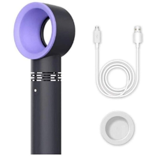 360o Mute Portable Bladeless Hand Held Mini No Leaf Handy Fan USB Cooler - Black