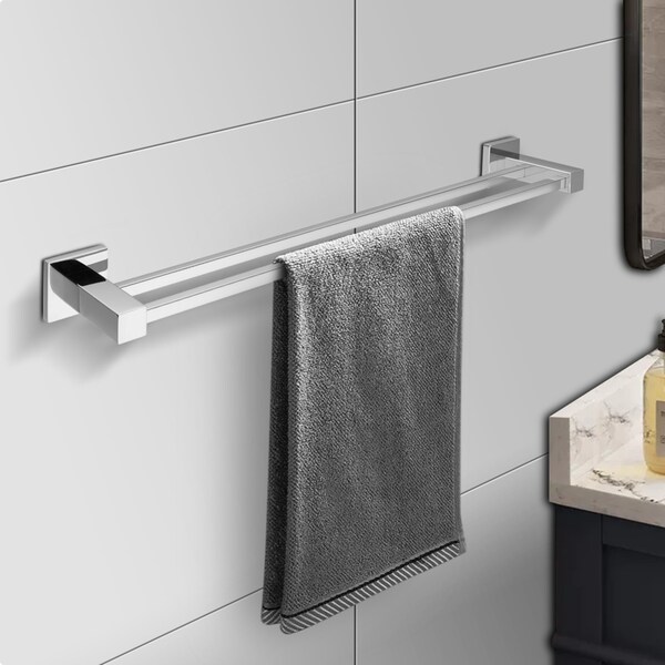 ACA 60CM Bathroom Square Double Towel Rail Rack Towel holder Stainless Steel 304 Silver
