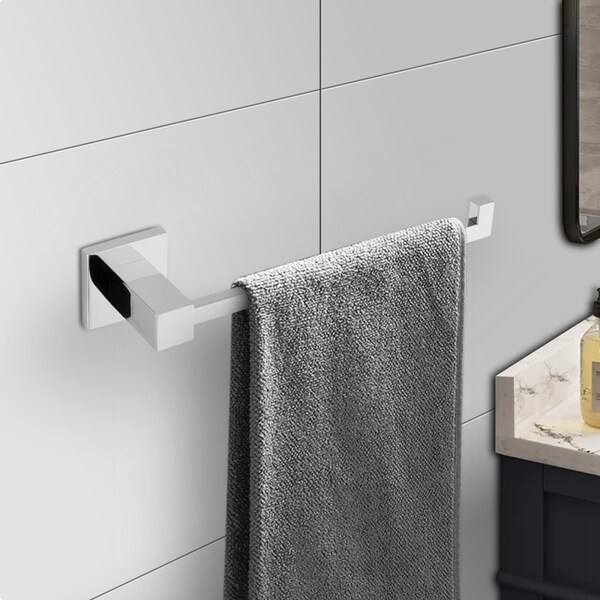 ACA 25CM Stainless Steel Bathroom Single Towel Rack Rail Wall Mount Hook Holder Square Chrome