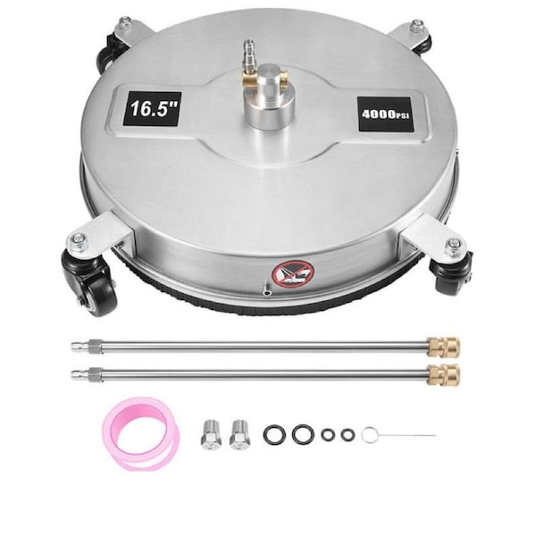 OZNALA Pressure Washer 16.5 Inch Surface Cleaner Stainless 1/4 Quick Connector w/ Wheel-4000 PSI
