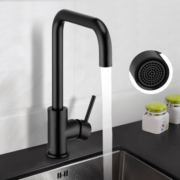 WELS Black Kitchen Mixer Tap Brass Swivel Spout Laundry Sink Basin Faucet