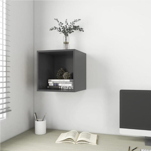 Floating Cube Storage Shelf Unit Wall Display Shelves Bookshelf Cabinet Grey