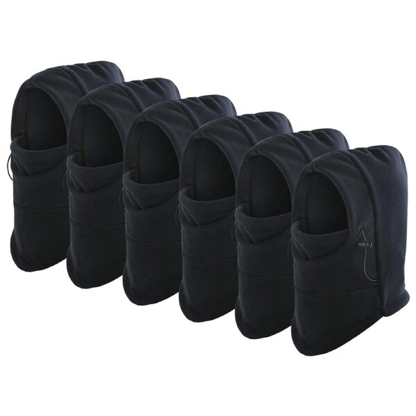 6x Windproof Thermal Fleece Balaclava Beanie Hat Full Face Mask Ski - Black